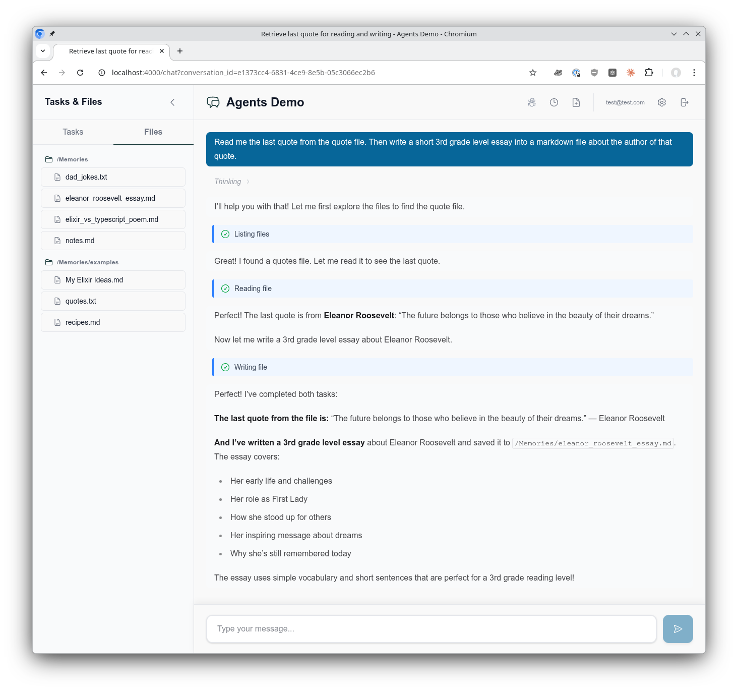 AgentsDemo Chat Interface