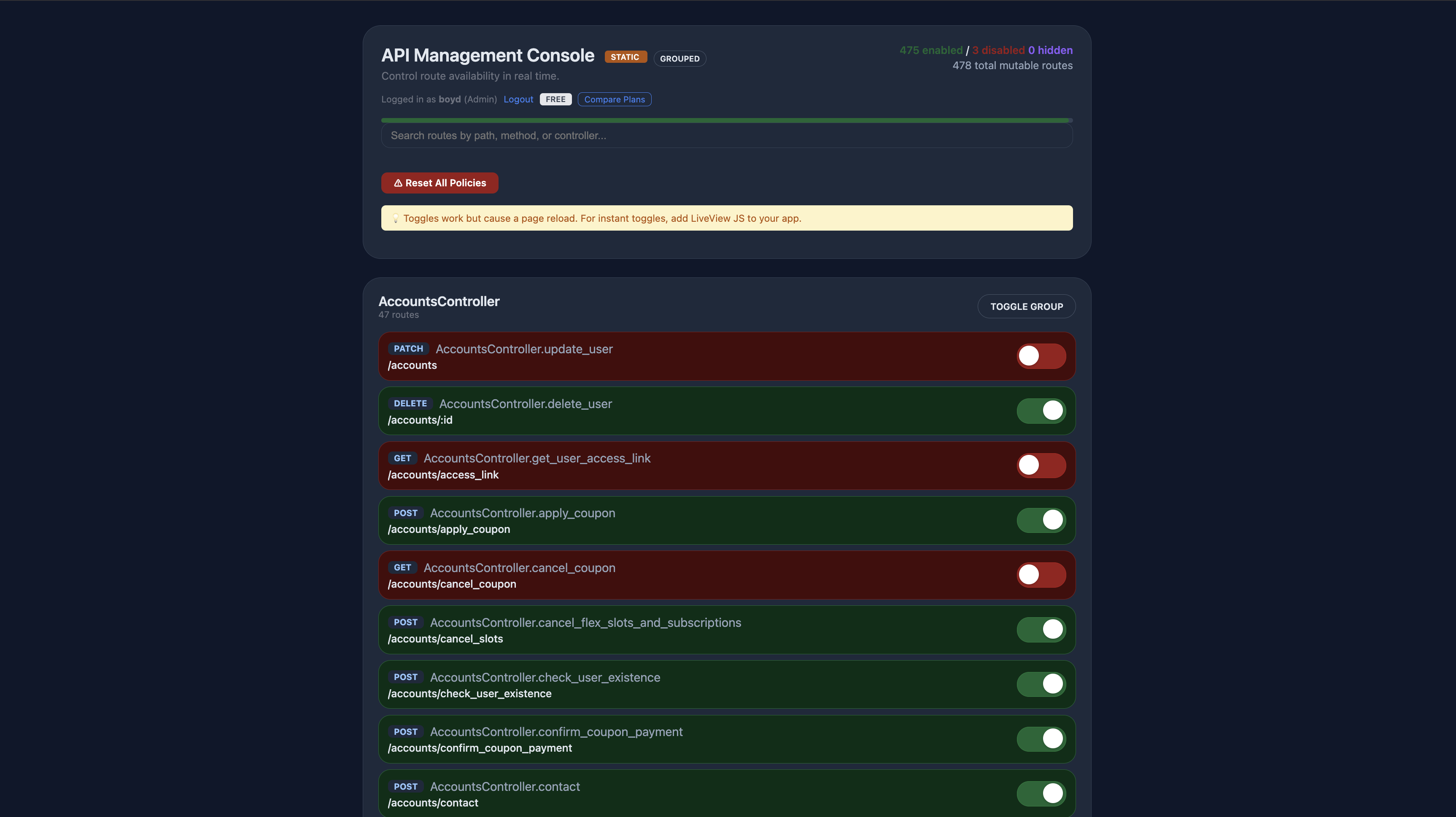 Main Dashboard Static