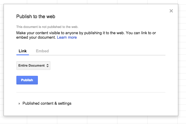 Publish to Web